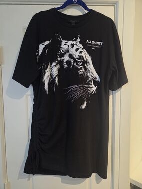 AllSaints Black Logo Crewneck Tee Shirt Dress